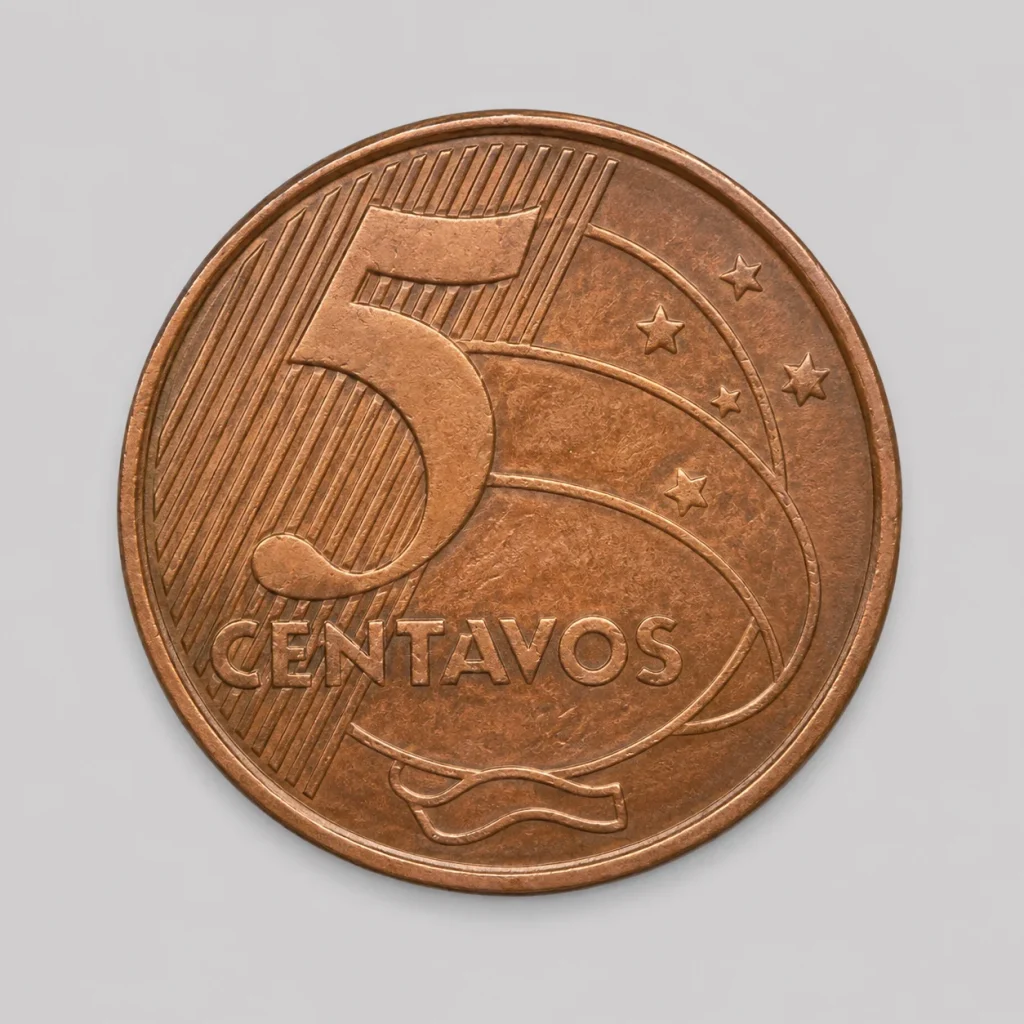 5 centavos · Tons de cobre — imagem ilustrativa